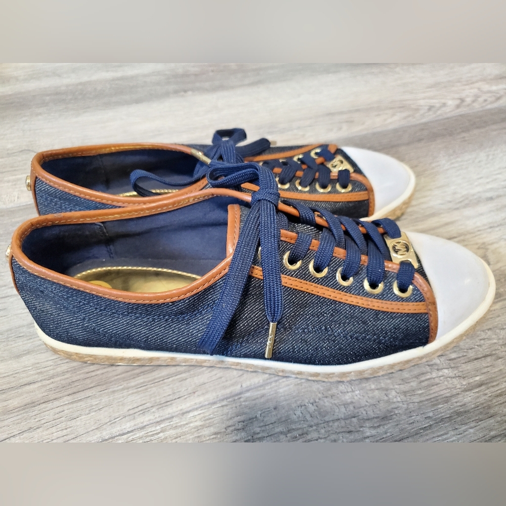 Denim and Brown Canvas Sneakers